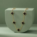 PYARI 18K Gold Plated Anti Tarnish Black Clover Necklace - Image 3