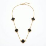 PYARI 18K Gold Plated Anti Tarnish Black Clover Necklace
