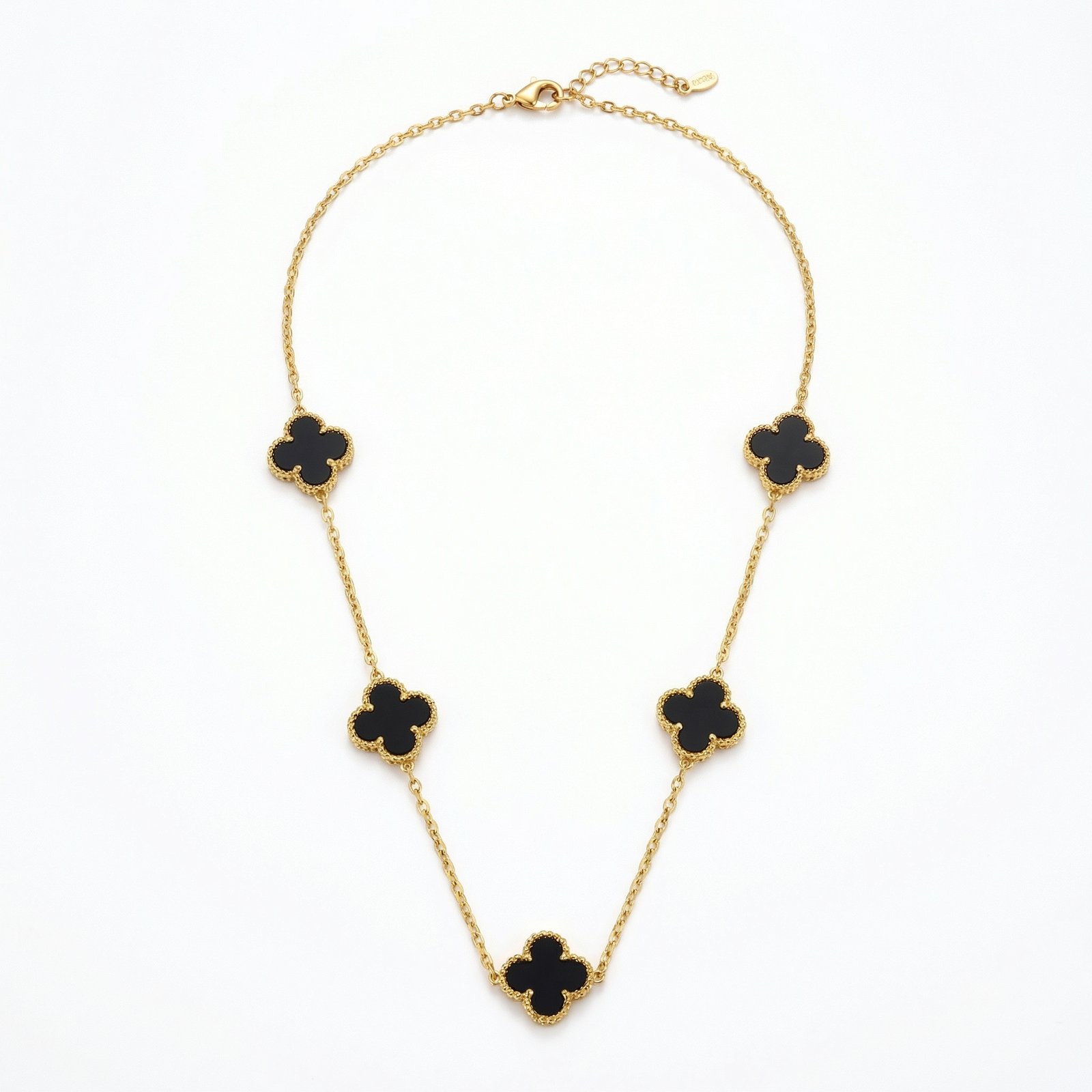 PYARI 18K Gold Plated Anti Tarnish Black Clover Necklace for Women & Girls (3) PYARI 18K Gold Plated Anti Tarnish Black Clover Necklace - Image 1