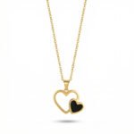 PYARI 18K Gold Plated Anti Tarnish Black Heart Pendant Necklace