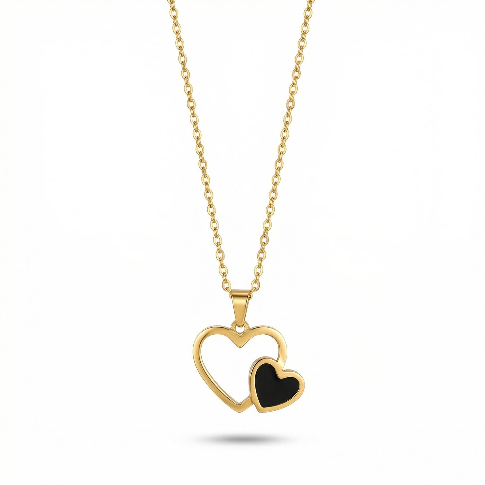 PYARI 18K Gold Plated Anti Tarnish Black Heart Pendant Necklace for Women & Girls (2) PYARI 18K Gold Plated Anti Tarnish Black Heart Pendant Necklace - Image 1