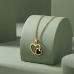 PYARI 18K Gold Plated Anti Tarnish Black Heart Pendant Necklace - Image 2
