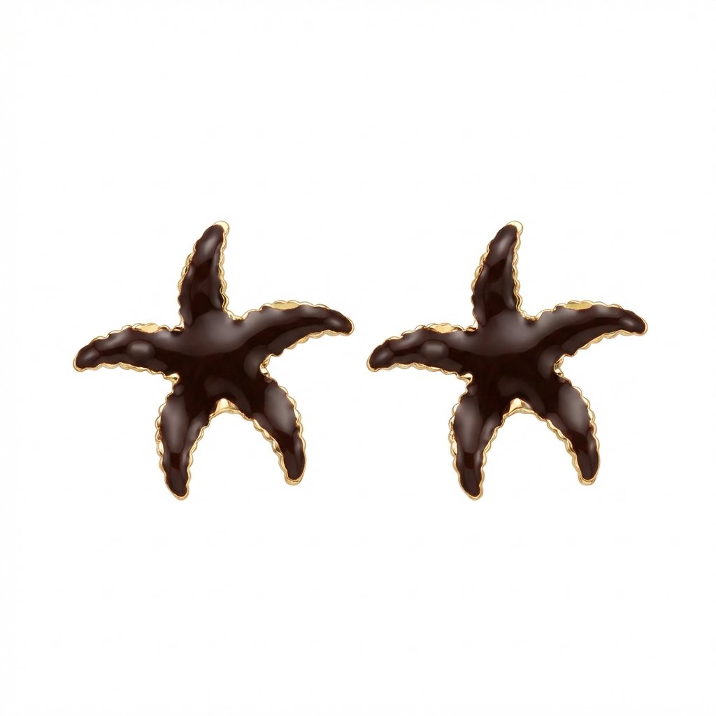 PYARI 18K Gold Plated Anti Tarnish Black Star Enamel Earring (1) PYARI 18K Gold Plated Anti Tarnish Black Star Enamel Earring - Image 1