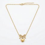 PYARI 18K Gold Plated Anti Tarnish Bow&Heart Necklace