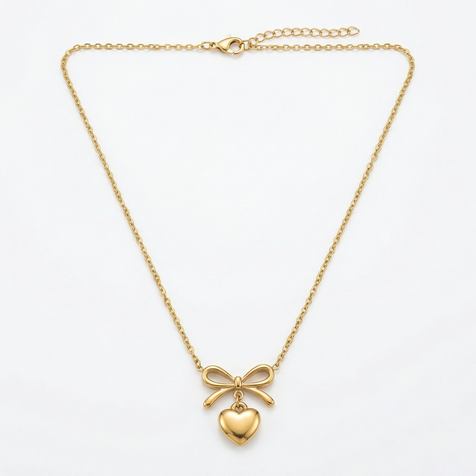 PYARI 18K Gold Plated Anti Tarnish Bow And Heart Necklace for Women & Girls (3) PYARI 18K Gold Plated Anti Tarnish Bow&Heart Necklace - Image 1