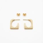 PYARI 18K Gold Plated Anti-Tarnish C-Shaped Hoop Earrings