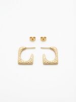 PYARI 18K Gold Plated Anti-Tarnish C-Shaped Hoop Earrings