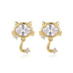 PYARI 18K Gold Plated Anti Tarnish Cat Stud Earrings