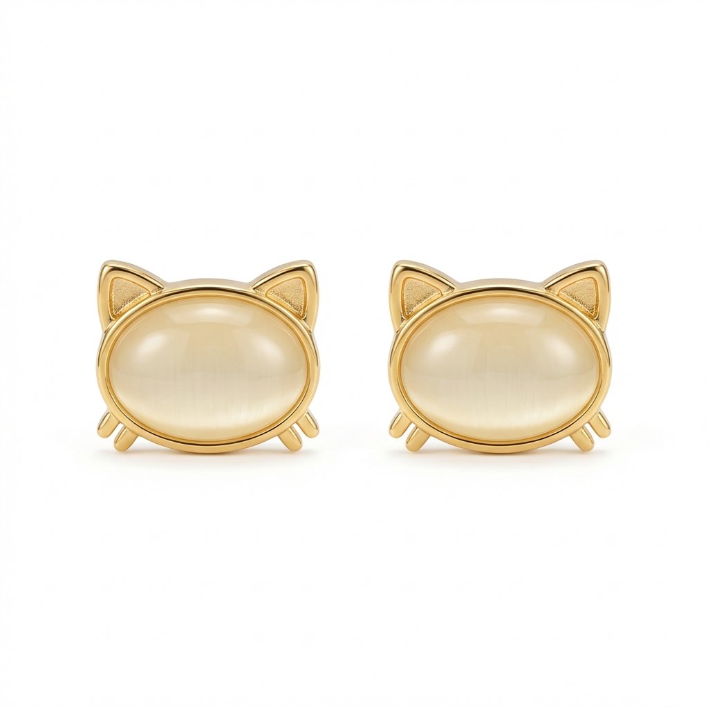 PYARI 18K Gold Plated Anti Tarnish Cat Stud Earrings (4) PYARI 18K-Gold Plated Anti-Tarnish Cat Stud Earrings - Image 1