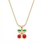 PYARI 18K Gold Plated Anti Tarnish Cherry Pendant Necklace