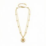 PYARI 18K Gold Plated Anti Tarnish Dual Chain Harts Pendant Necklace