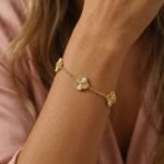 PYARI 18K Gold Plated Anti-Tarnish Five Leaf Link Charm Bracelet - Image 3