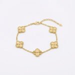 PYARI 18K Gold Plated Anti-Tarnish Five Leaf Link Charm Bracelet