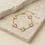 PYARI 18K Gold Plated Anti-Tarnish Five Leaf Link Charm Bracelet - Image 4