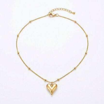 PYARI 18K Gold Plated Anti Tarnish  Heart Ball Chain Necklace