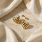 PYARI 18K Gold Plated Anti-Tarnish Heart Textured lines Earring - Image 4