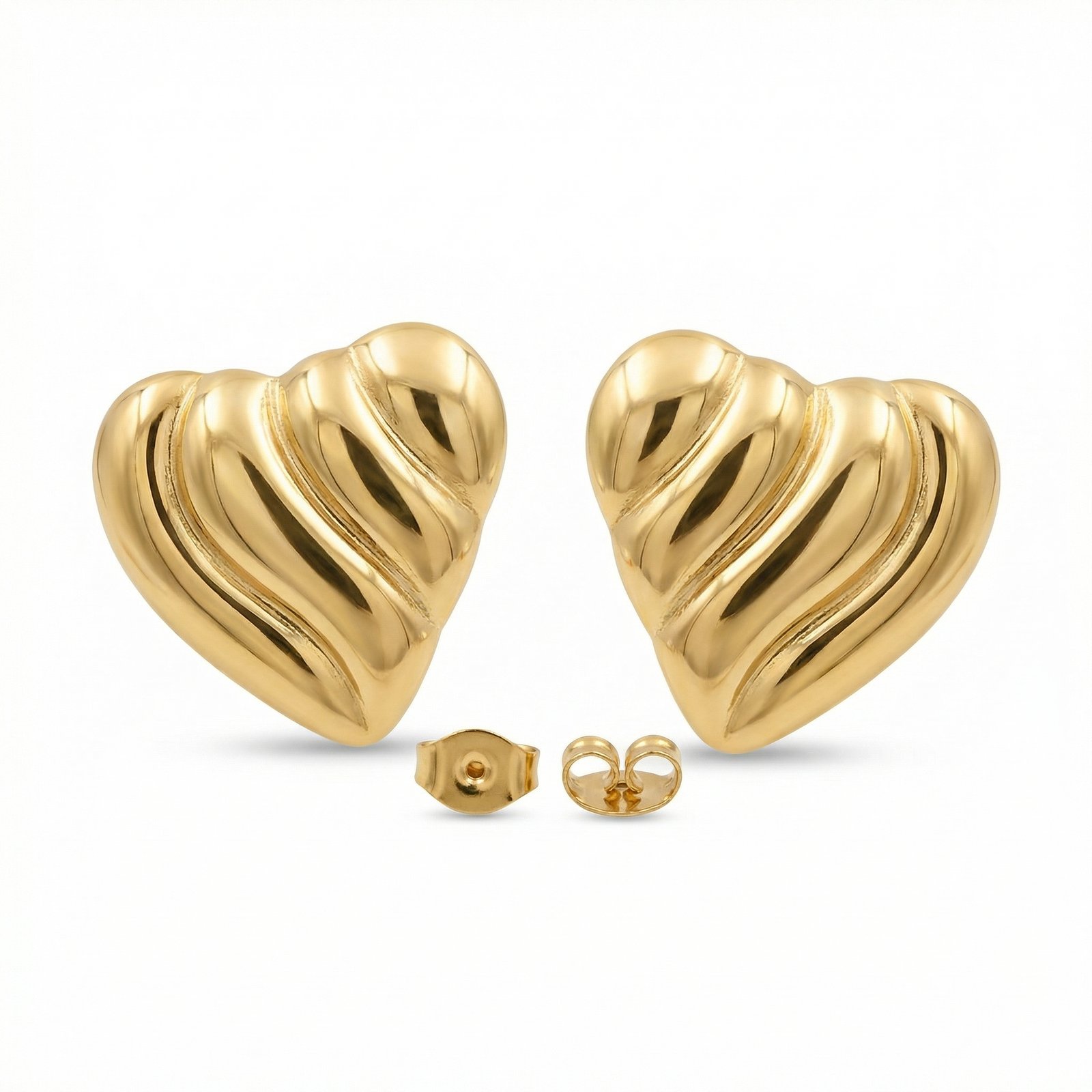PYARI 18K Gold Plated Anti-Tarnish Heart Textured lines Earring (4) price699.jpg PYARI 18K Gold Plated Anti-Tarnish Heart Textured lines Earring - Image 1