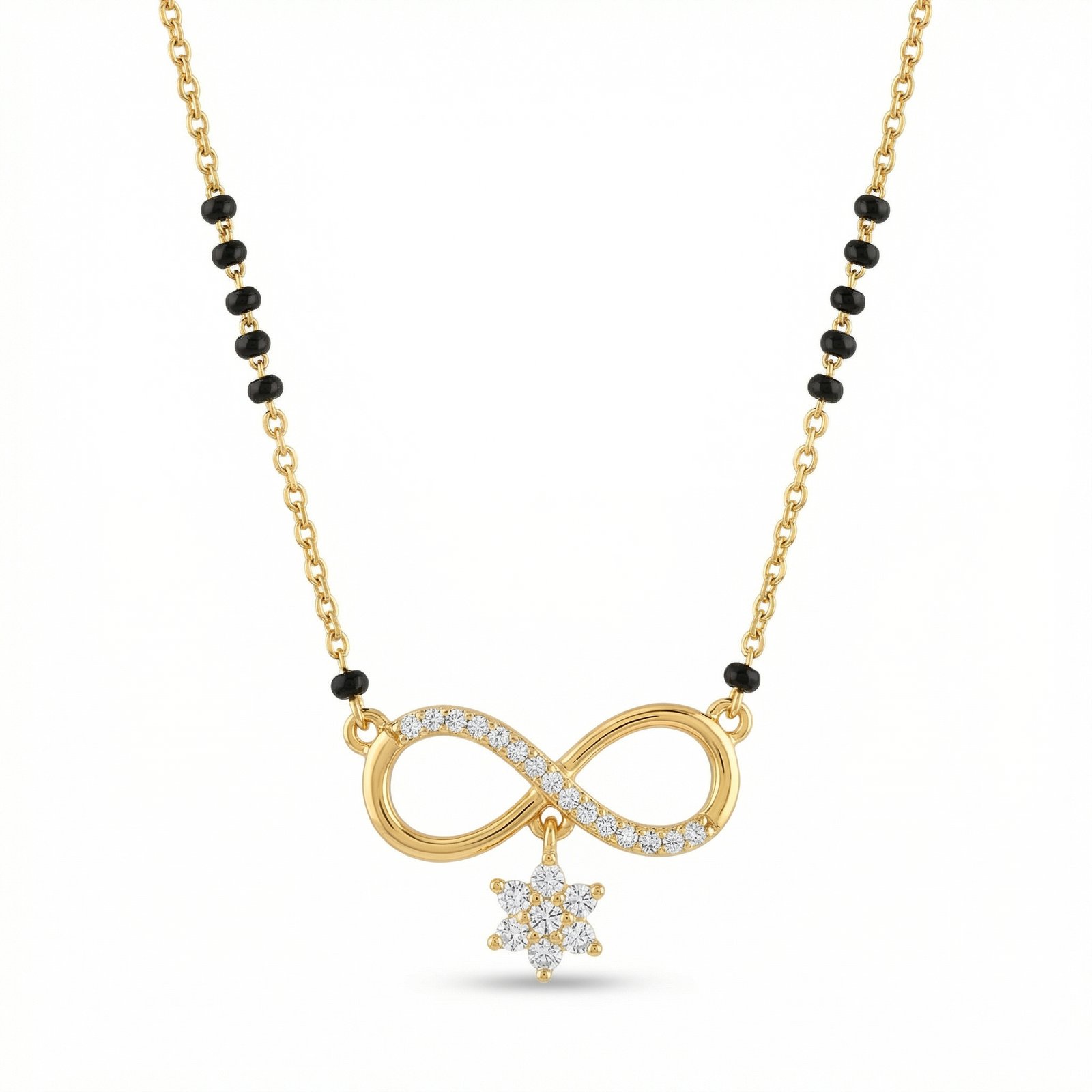 PYARI 18K Gold Plated Anti-Tarnish Infinity Floral Pendant Mangalsutra (1) Price 899.jpg PYARI 18K Gold Plated Anti-Tarnish Infinity Floral Pendant Mangalsutra - Image 1