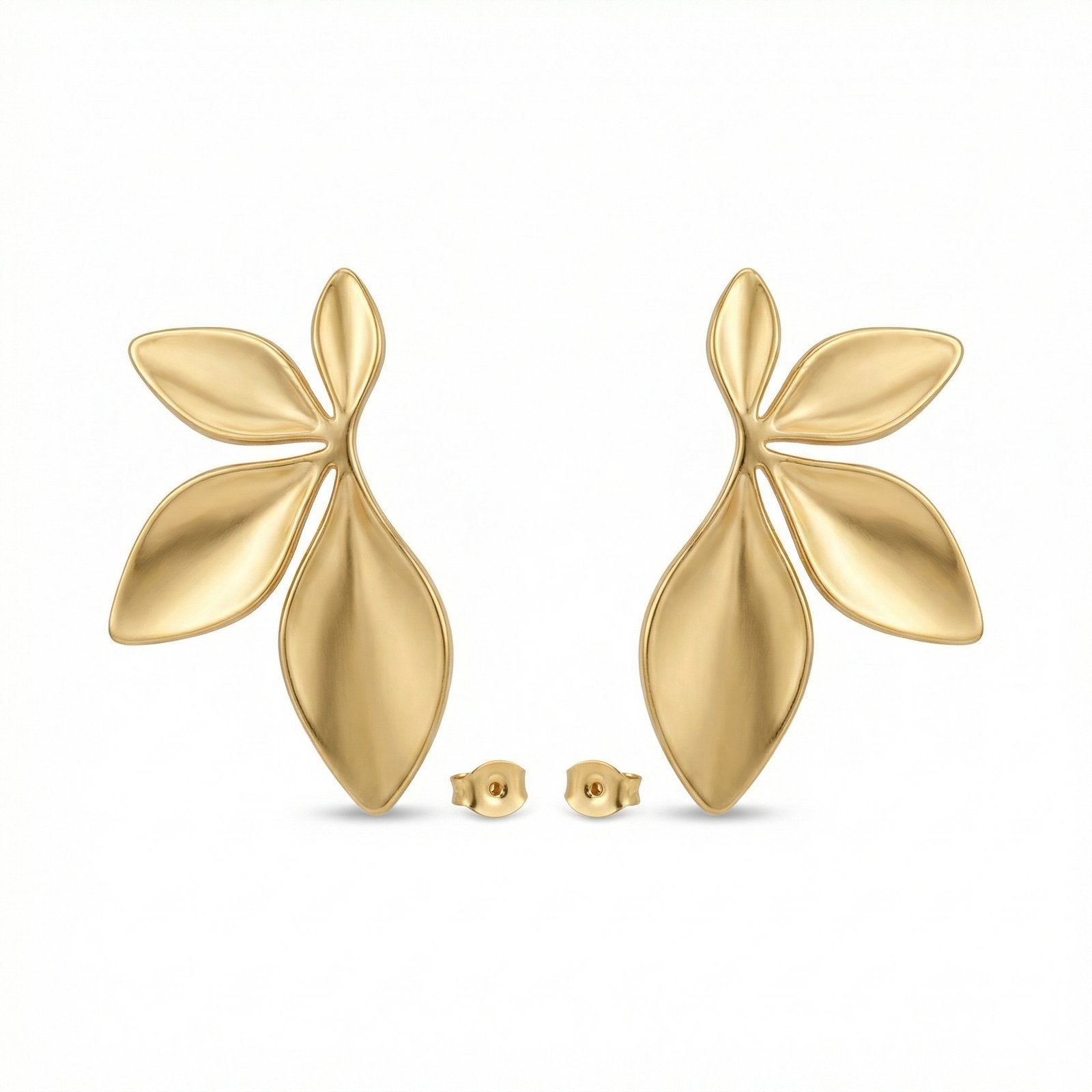 PYARI 18K Gold Plated Anti-Tarnish Leaf Shaped Studs Earrings (1) PYARI 18K Gold Plated Anti-Tarnish Leaf Shaped Studs Earrings - Image 1
