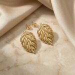 PYARI 18K Gold Plated Anti-Tarnish Leaf Stud Earrings - Image 4