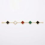 PYARI 18K Gold Plated Anti-Tarnish Multi-Color Clover Charm Bracelet - Image 3