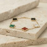 PYARI 18K Gold Plated Anti-Tarnish Multi-Color Clover Charm Bracelet - Image 4