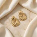 PYARI 18K Gold Plated Ripple Anti Tarnish Earring - Image 3