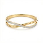 PYARI 18K Gold Plated Roman Numeral Crossover Openable Bracelet