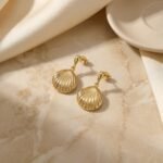 PYARI 18K Gold Plated Shell Drop Anti Tarnish Earring - Image 3