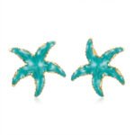 PYARI 18K Gold Plated Anti Tarnish Sky Blue Star Enamel Earring
