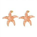 PYARI 18K Gold Plated Anti Tarnish Light Orange Star Enamel Earring