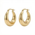 PYARI 18K Gold Plated U-shaped Chunky Hoops Anti Tarnish Earring