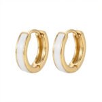 PYARI 18K-Gold-Plated Anti-Tarnish White Enamel Stripe Hoop Earrings