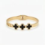 PYARI 18K Gold Plated Three Leaf Clover Openable Bracelet