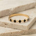 PYARI 18K Gold Plated Luxury Clover Bangle, Gold and Black Bracelet - Image 4