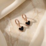 PYARI-Rose-Gold-Plated-Anti-Tarnish-Black-Heart-Hoop-Earrings - Image 4