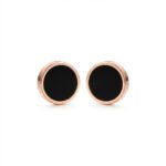 PYARI Rose Gold Plated Anti Tarnish Black Moonstone Stud Earrings