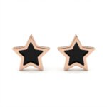 PYARI Rose Gold Plated Anti Tarnish Black Star Stud Earrings