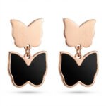 PYARI Rose Gold Plated Anti Tarnish Butterfly Drop Earrings