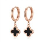 PYARI Rose Gold Plated Anti Tarnish Clover Hoop Earrings