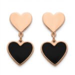 PYARI Rose Gold Plated Anti Tarnish Heart Shaped Drop Earrings
