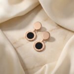 PYARI Rose Gold Plated Anti Tarnish Roman Numeral Drop Earrings - Image 4