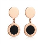 PYARI Rose Gold Plated Anti Tarnish Roman Numeral Drop Earrings