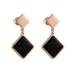 PYARI Rose Gold Plated Anti Tarnish Square Shaped Drop Earrings
