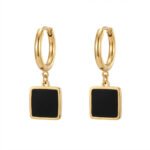 PYARI Rose Gold Plated Anti Tarnish Square Zircon Hoop Earrings