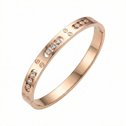 PYARI Rose Gold Plated Anti Tarnish Stone Studded Bangle Style Bracelet