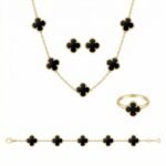 PYARI18K Gold Plated Clover Design Jewellery Set for Women Necklace, Earrings, Ring & Bracelet Combo