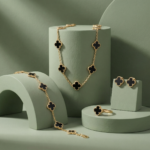 PYARI18K Gold Plated Clover Design Jewellery Set for Women Necklace, Earrings, Ring & Bracelet Combo - Image 4