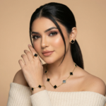 PYARI18K Gold Plated Clover Design Jewellery Set for Women Necklace, Earrings, Ring & Bracelet Combo - Image 3