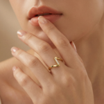 PYARI 18K Gold Plated CZ Lifeline Adjustable Ring - Image 2